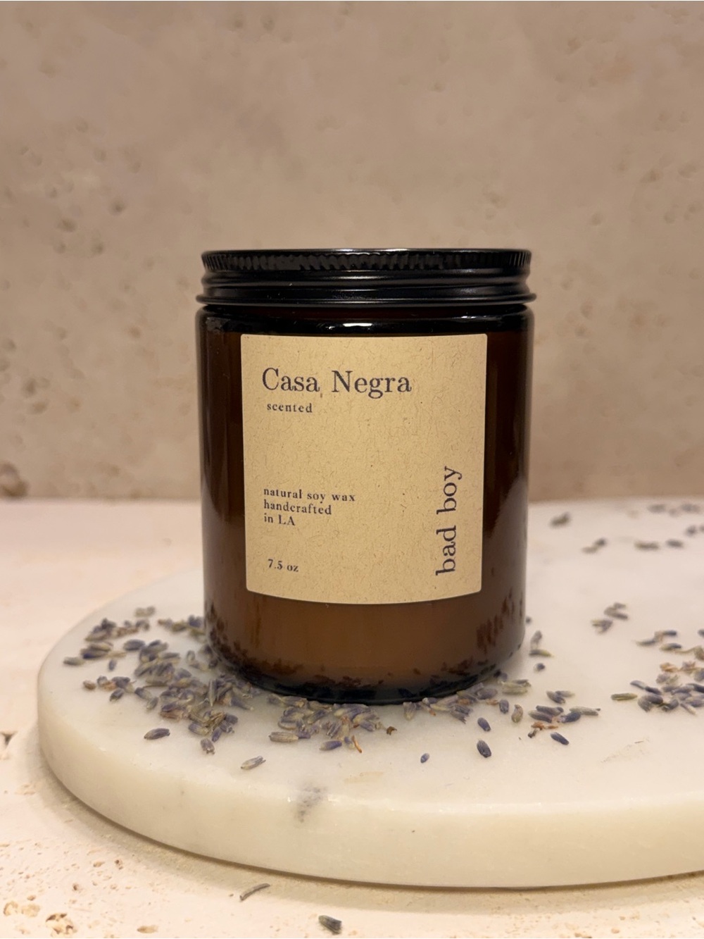 'Bad Boy' Scented Soy Candle • Zesty Lavender Scent • Amber Jar • Gift Idea